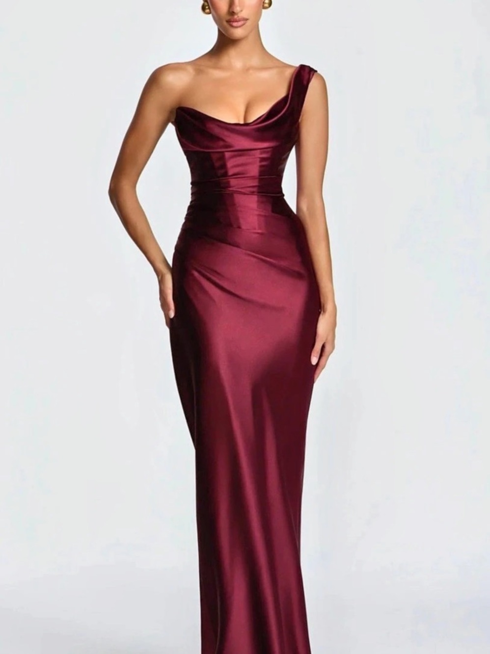 Satin-Look Burgundy Maxi Dress Like New